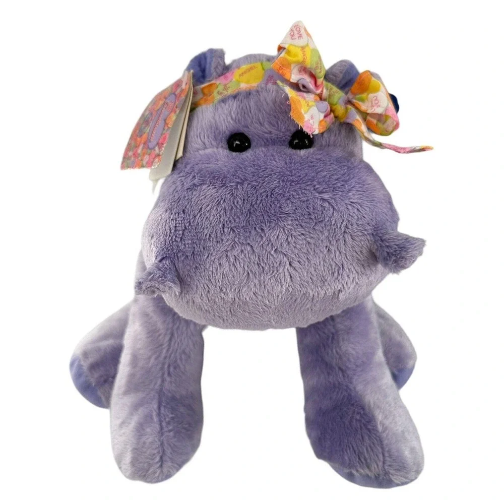 Necco‎ Sweethearts Plush Hippo Candy Bow Applause 12